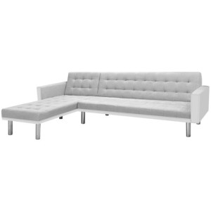Sofa narożna z tkaniny, 218 x 155 x 69 cm, biało-szara