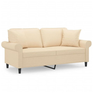 2-osobowa sofa wypoczynkowa z poduszkami, kremowa, 140 cm