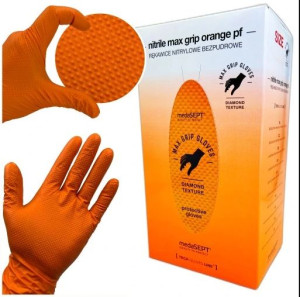 Rękawice nitrylowe mocne 90 szt MAX GRIP ORANGE rozmiar XL