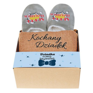Zestaw Ręcznik Kapcie Dzień Dziadka Prezent Y7