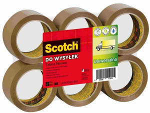 6x Taśma pakowa 50mmx66m brąz HOT-MELT Scotch 3M 371