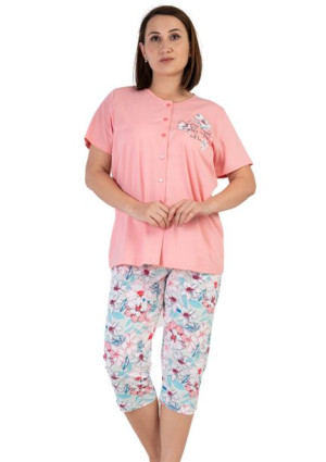Piżama Damska Vienetta bawełna +Size 1XL rozpinana