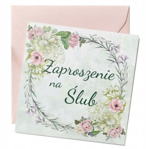 Zaproszenie Ślub Wesele Kwadrat 3szt + Koperty Y7