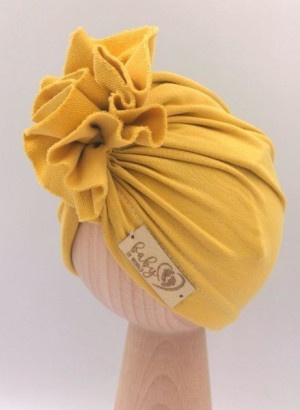 BABY Turban niemowlęcy Musztardowy 0-3 m