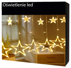 Gwiazdy Girlanda Lampki Kurtyna Wiszące Sople Led