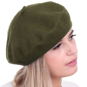 Beret damski w stylu francuskim ciemna zieleń
