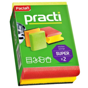 Paclan Practi Super Zmywak Kuchenny Gąbka do Naczyń 2szt