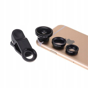 Zestaw 3W1 Obiektyw do telefonu Rybie Oko Fish Eye Szeroki Kąt