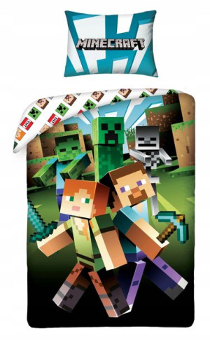 Pościel Minecraft 140x200 Alex Steve Baby Pig 01