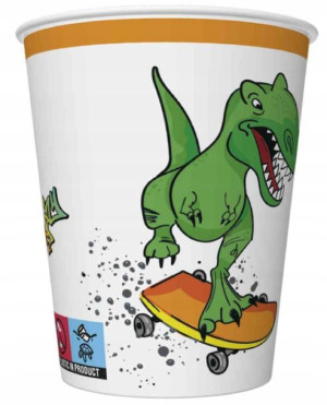 Kubeczki Urodzinowe Papierowe Dinozaur 250ml 8 Szt