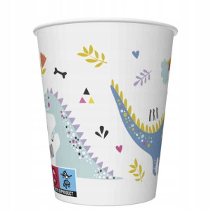 Kubeczki Urodzinowe Papierowe Dinozaury 250ml 8szt