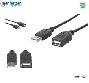 Kabel Manhattan przedłużacz USB 2.0 A-A M/F 0,5m, czarny