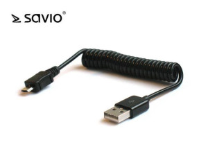 Kabel Spiralny Savio CL-11 1m, USB-A męski>USB micro-B