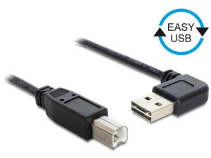 Kabel USB 2.0 Delock A(M) - B(M) 0,5m czarny kątowy lewo/prawo Easy-USB