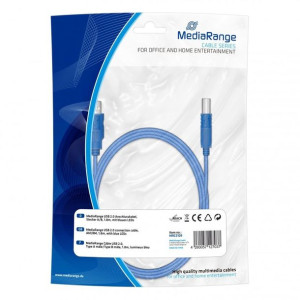 Kabel USB 2.0 MediaRange MRCS109 Plug A/Plug B, 1.8m, with blue LEDs