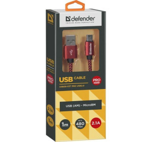 Kabel USB Defender AM-micro BM 1m 2,1A czerwony