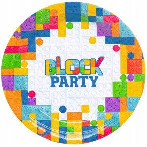 TALERZYKI URODZINOWE PAPIEROWE klocki LEGO 18cm 6s