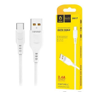 Denmen Kabel Typ-c 2.4a 1metr - Oplot Abs/pvc D01t White