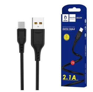 Denmen Kabel Usb Micro 2.4a Czarny 2m.oplot Abs/pvc D23v