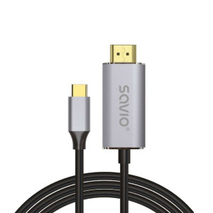 Savio Kabel Usb-c Do Hdmi 2.0b, 2m, Srebrno-czarny