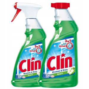 Clin Płyn do Mycia Szyb Apple 500ml + 1 Zapas