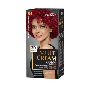 Joanna Multi Cream Color, farba do włosów, intensywna czerwień, 34, 1 szt.