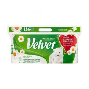 Velvet, papier toaletowy, rumianek i aloes, 8 rolek, 1 szt.