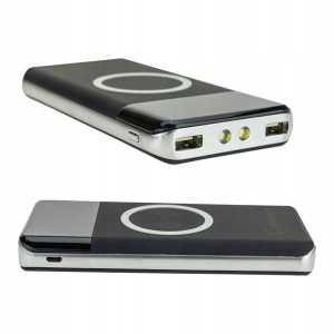 PowerBank indukcyjny 10 000 mAh 2,1A + latarka LED