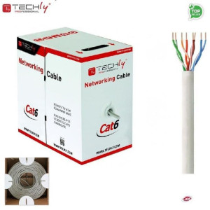 Kabel instalacyjny TechlyPro skrętka Cat6 UTP 4x2 drut CCA 305m, szary