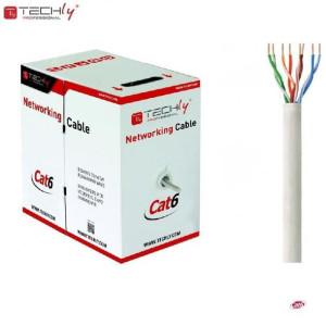 Kabel instalacyjny TechlyPro skrętka Cat6 UTP 4x2 linka CCA 305m, szary