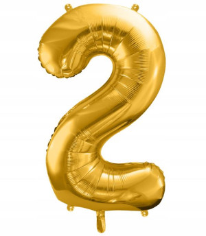 BALON foliowy ZŁOTY urodziny cyfra numer nr 2 XXL