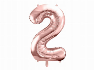 BALON foliowy RÓŻOWE ZŁOTO urodziny cyfra numer 2