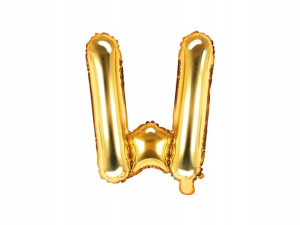 Balon foliowy Litera "W", 35cm, złoty