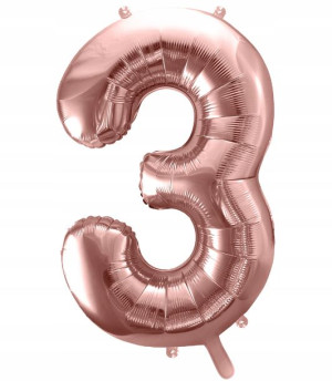 BALON foliowy RÓŻOWE ZŁOTO urodziny nr cyfra 3 XXL