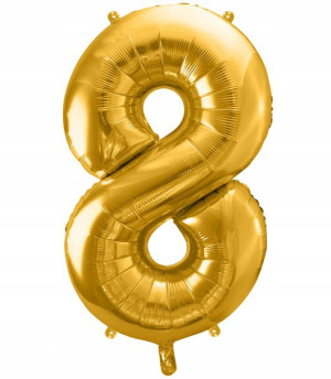 BALON foliowy ZŁOTY urodziny cyfra numer nr 8 XXL