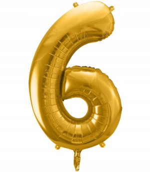 BALON foliowy ZŁOTY urodziny cyfra numer nr 6 XXL