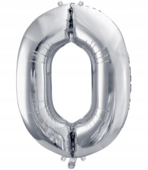 BALON foliowy SREBRNY urodziny cyfra numer 0 XXL