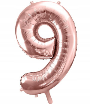 BALON foliowy RÓŻOWE ZŁOTO urodziny nr cyfra 9 XXL