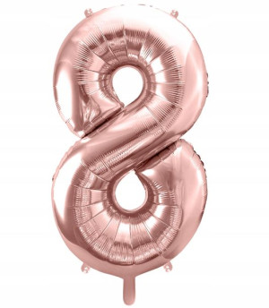 BALON foliowy RÓŻOWE ZŁOTO urodziny nr cyfra 8 XXL