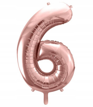 BALON foliowy RÓŻOWE ZŁOTO urodziny nr cyfra 6 XXL