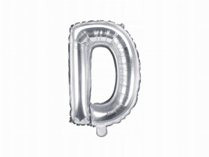 Balon foliowy Litera "D", 35cm, srebrny