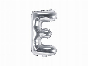 Balon foliowy Litera "E", 35cm, srebrny