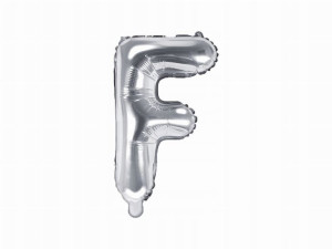 Balon foliowy Litera "F", 35cm, srebrny