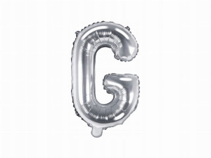 Balon foliowy Litera "G", 35cm, srebrny