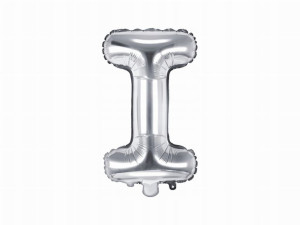 Balon foliowy Litera "I", 35cm, srebrny