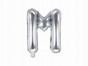 Balon foliowy Litera "M", 35cm, srebrny