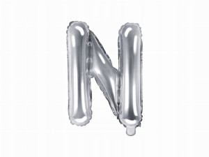 Balon foliowy Litera "N", 35cm, srebrny