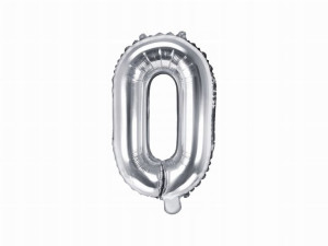 Balon foliowy Litera "O", 35cm, srebrny