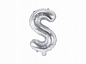 Balon foliowy Litera "S", 35cm, srebrny