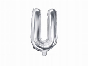 Balon foliowy Litera "U", 35cm, srebrny